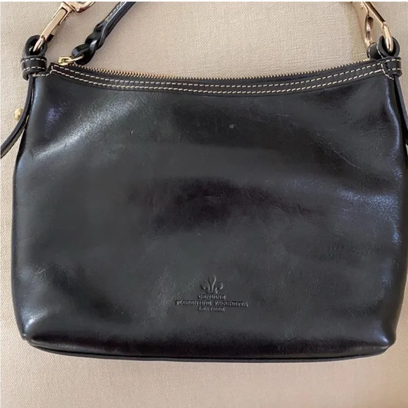 Dooney & Bourke Black and Tan Shoulder Bag with Adjustable Strap - Picture 3 of 9